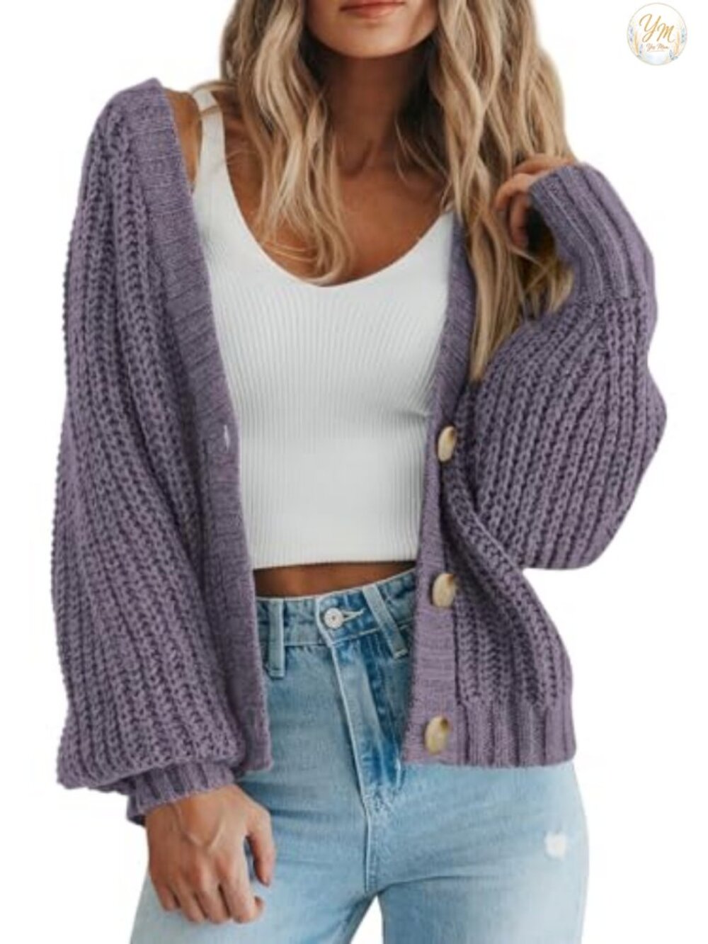 PRETTYGARDEN Women's Chunky Knit Open Front Cardigan Button Down Sweater